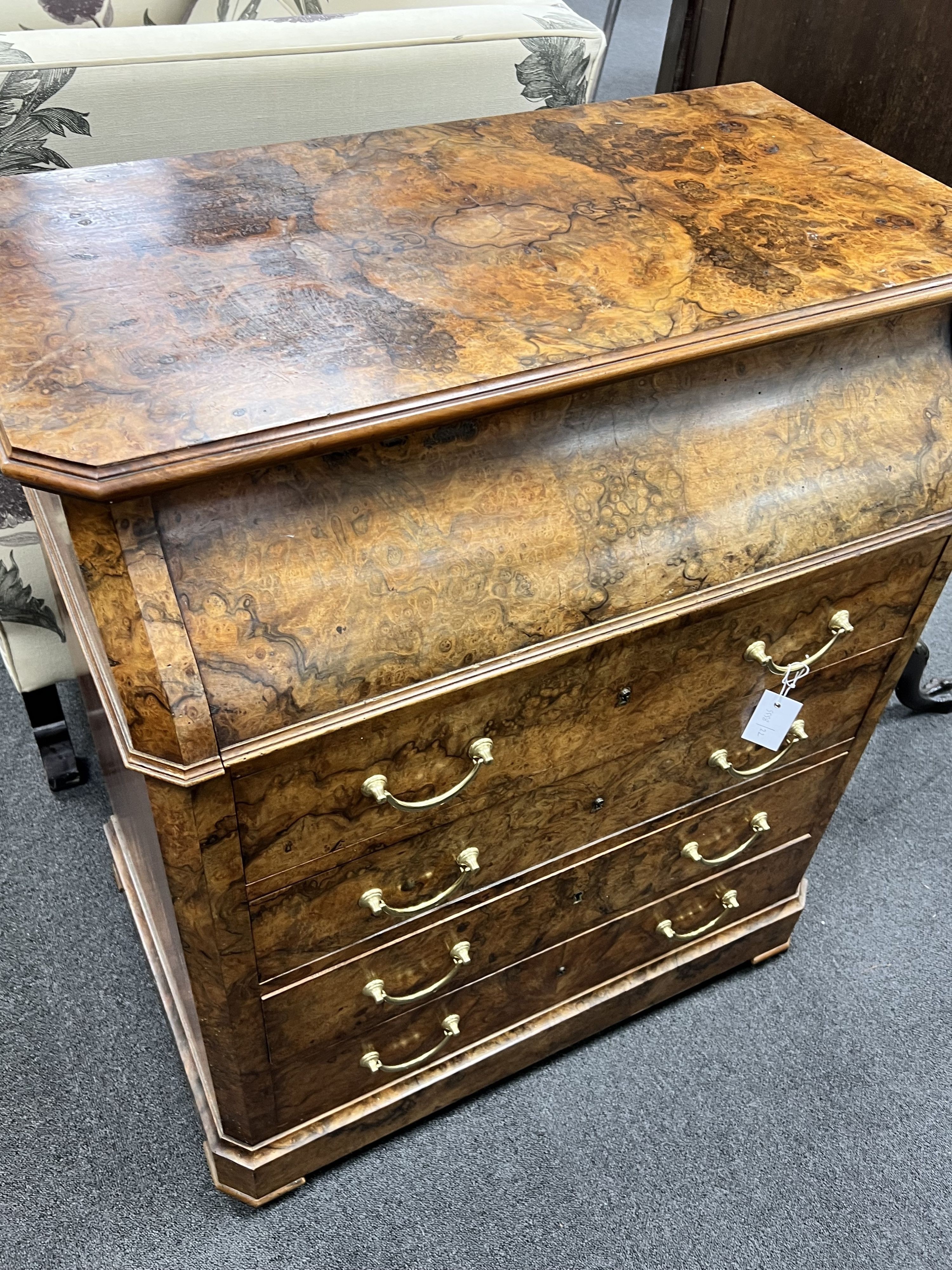 A 19th century French figured walnut washstand, width 86cm depth 50cm height 99cm